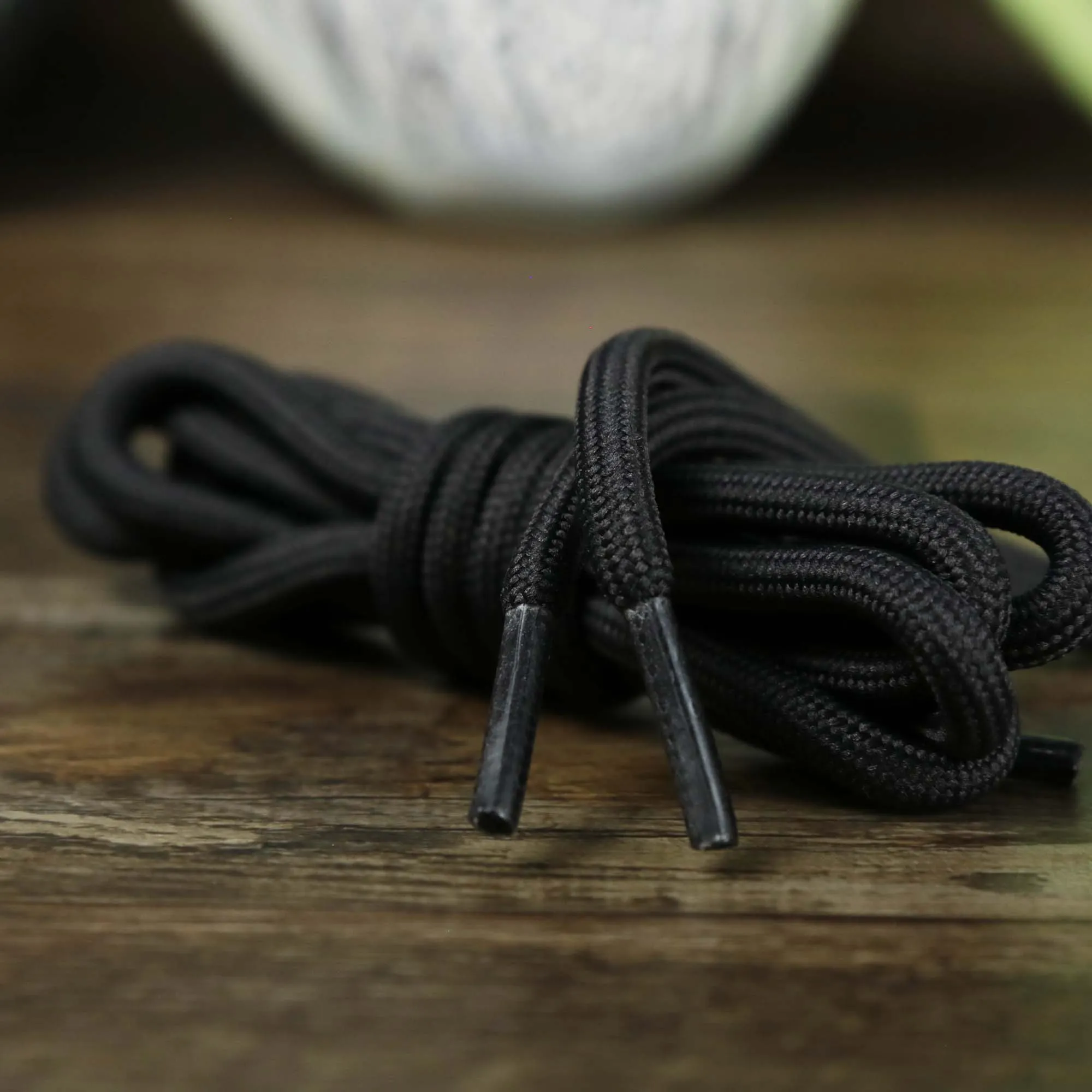 Solid Rope Gunmetal Shoelaces with Gunmetal Aglets | 120cm Capswag