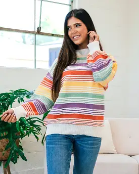 Stephanie Rainbow Striped Sweater