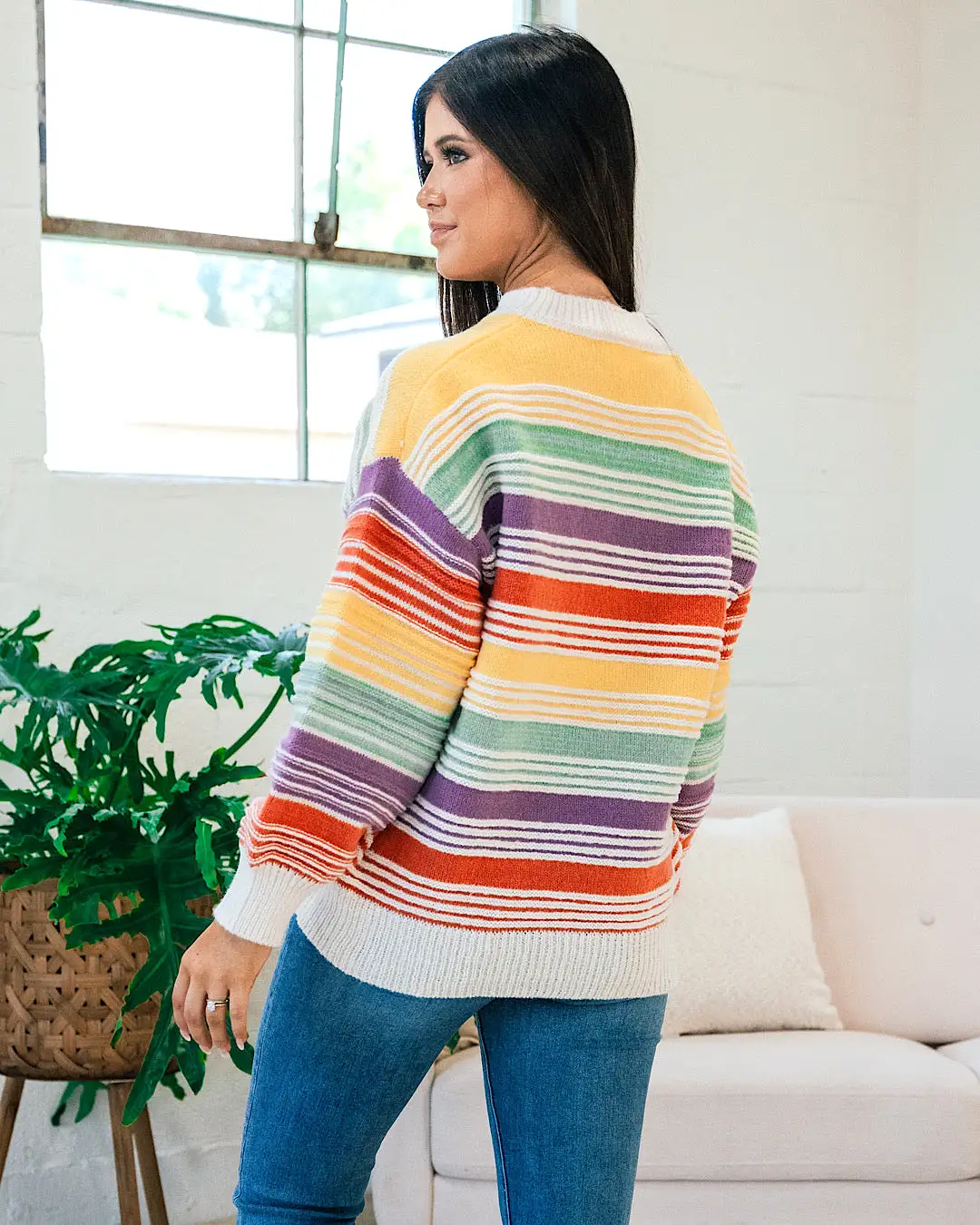 Stephanie Rainbow Striped Sweater