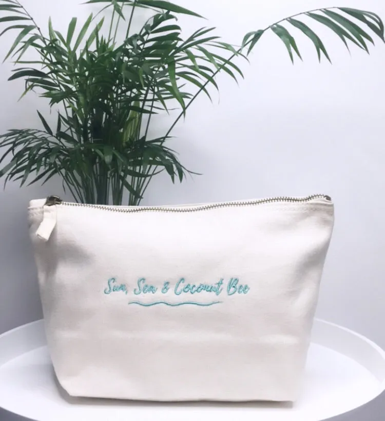 'Sun, Sea & Coconut Bee' Organic Cotton Wash Bag