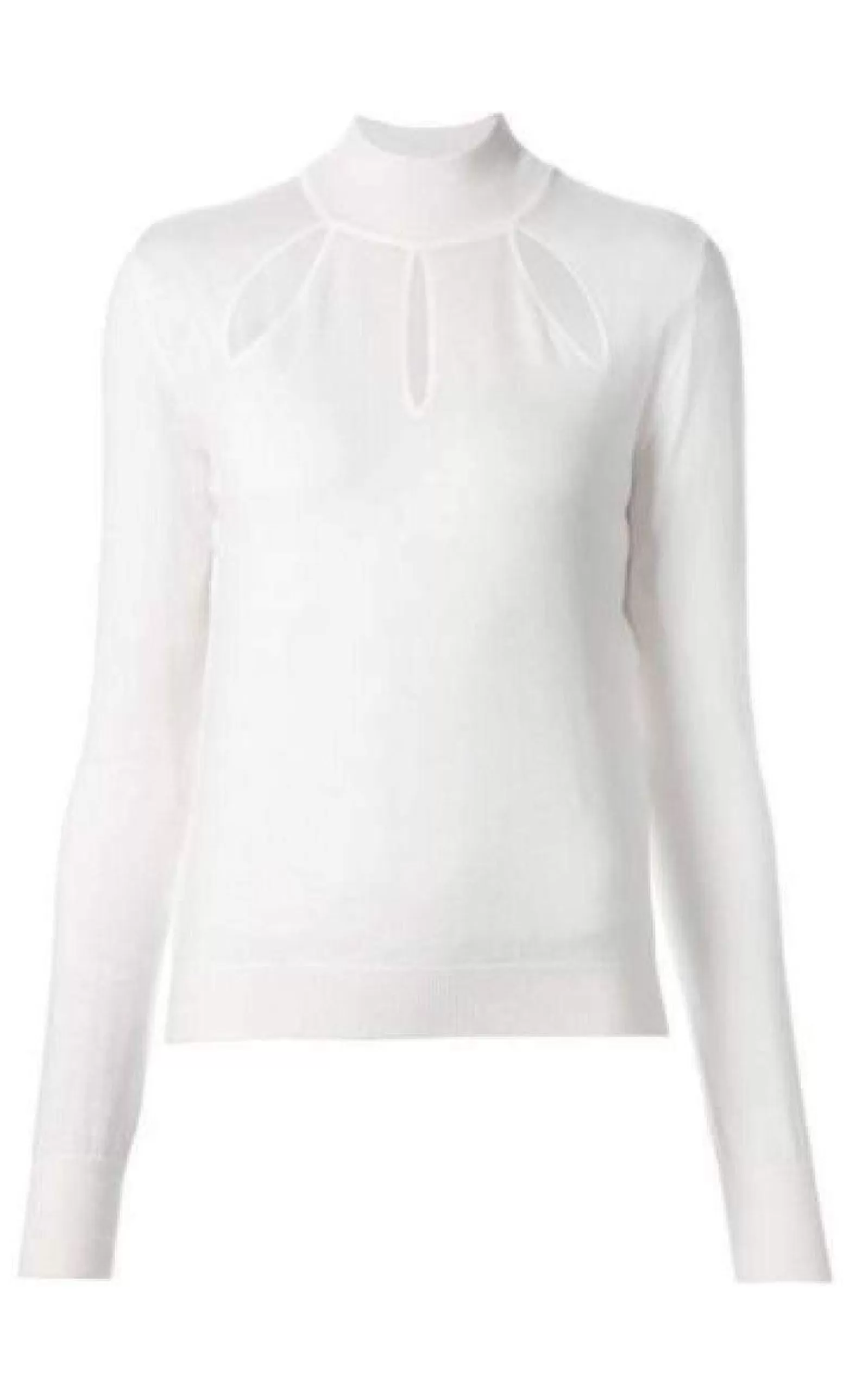 Thierry Mugler  |White Extra Fine Wool Cutout Detail Sweater