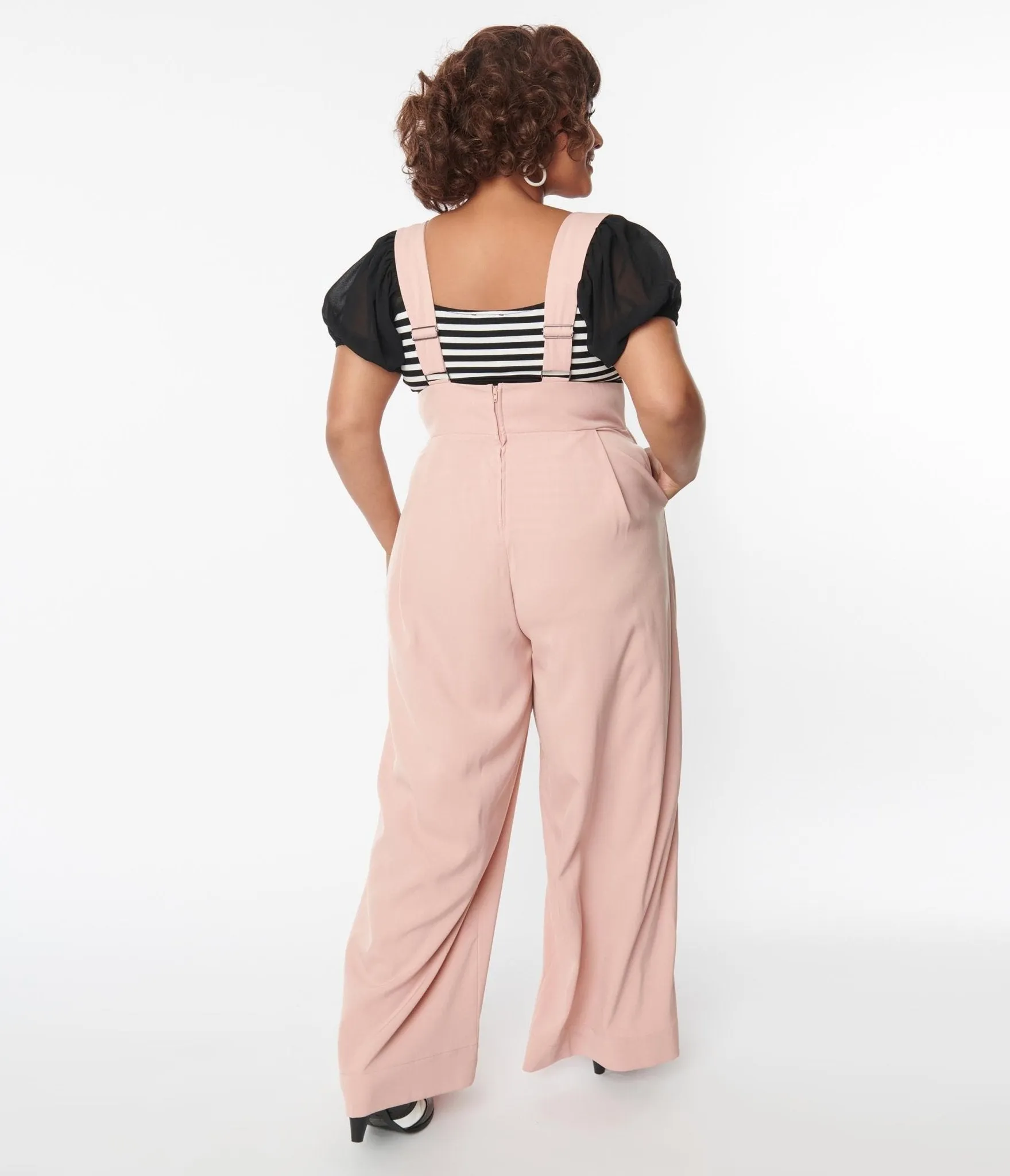 Unique Vintage Plus Size 1930s Blush Rochelle Suspender Pants