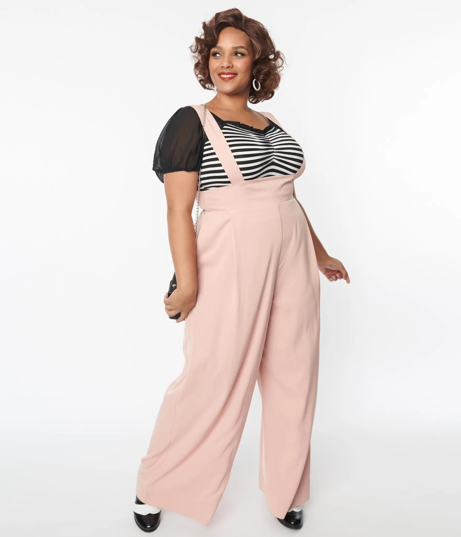 Unique Vintage Plus Size 1930s Blush Rochelle Suspender Pants