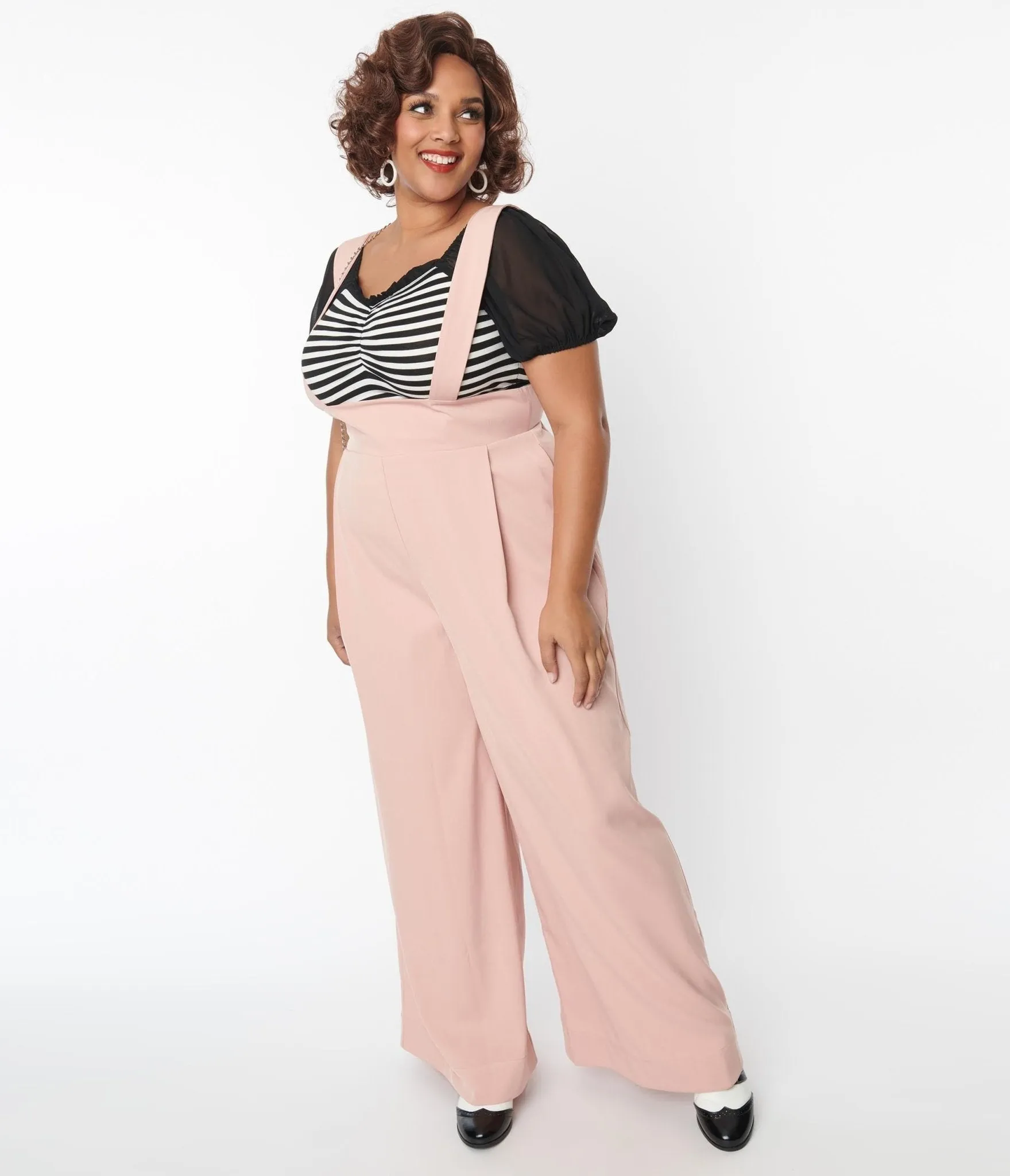 Unique Vintage Plus Size 1930s Blush Rochelle Suspender Pants