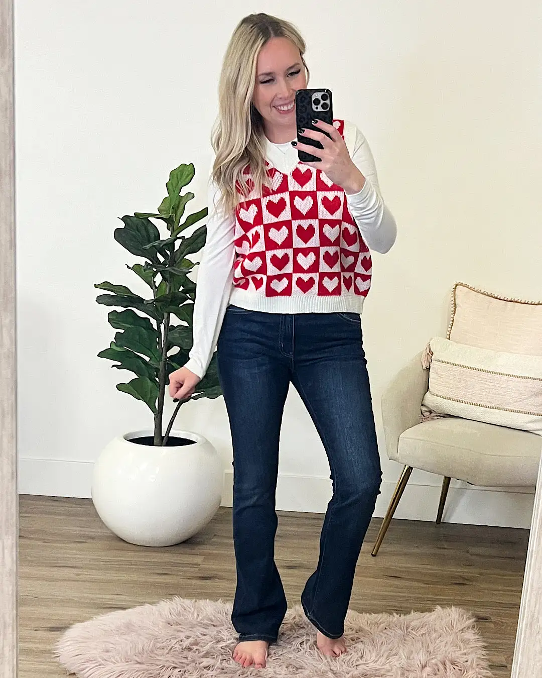 Vera Red Checkered Heart Sweater Vest FINAL SALE