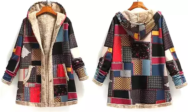 Vintage Print Autumn Winter Jacket Overcoat B-40831