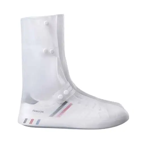 White transparent silicone shoe protection waterproof cover rain boots long summer rainy season socks protection sole slip-resis