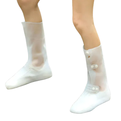 White transparent silicone shoe protection waterproof cover rain boots long summer rainy season socks protection sole slip-resis