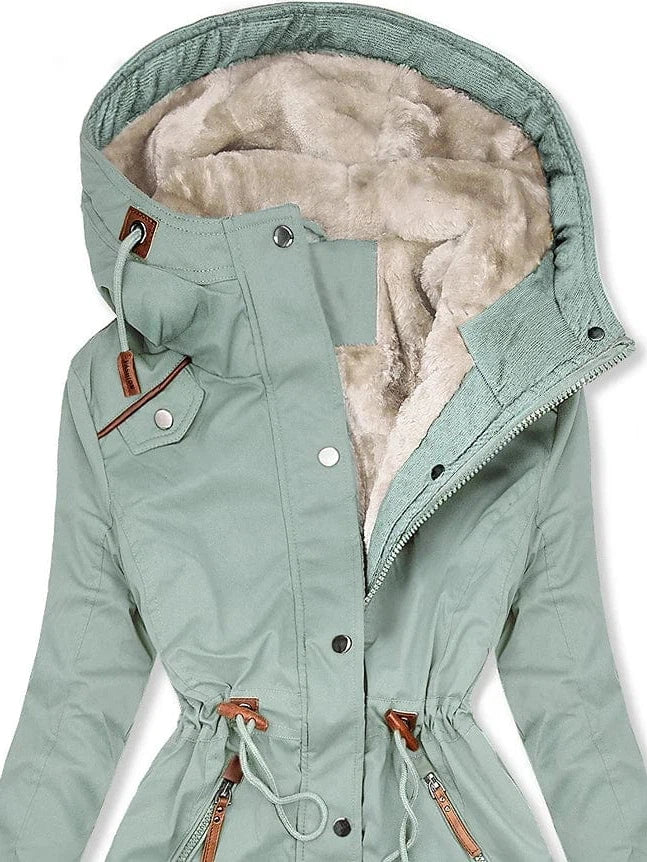 Winter Parka with Faux Fur Hood and Fleece Lining for Women