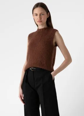 Women's Mohair Vest in Mid Camel