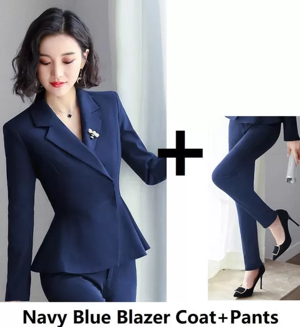 Women's Office Lady Style Formal Business Suits With Pants and Jackets