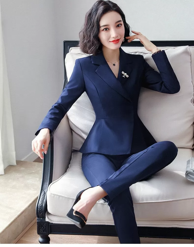 Women's Office Lady Style Formal Business Suits With Pants and Jackets