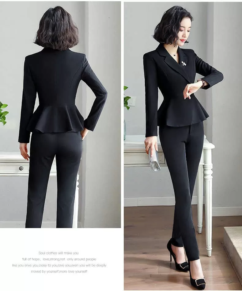 Women's Office Lady Style Formal Business Suits With Pants and Jackets