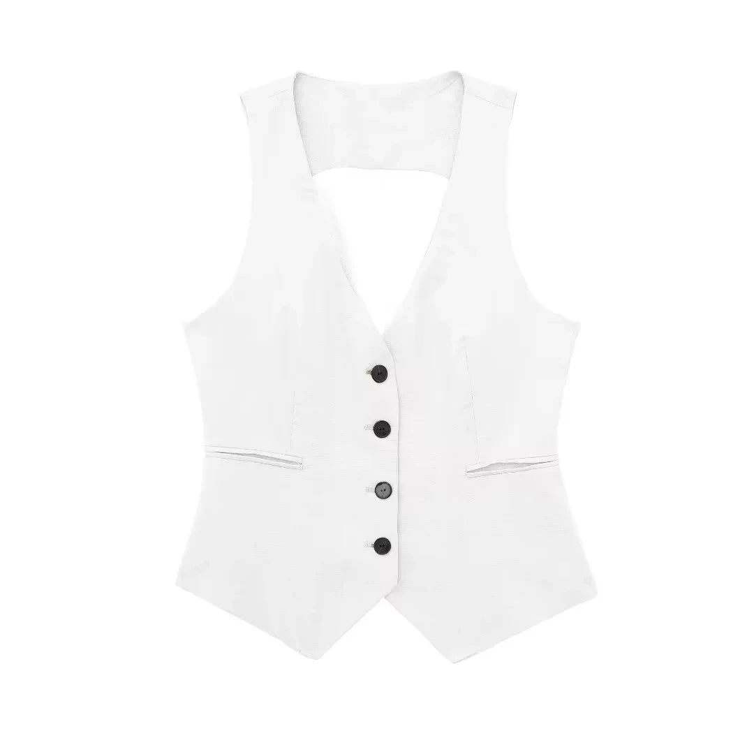 Women's Vest Linen Sleeveless Suit Vest for Women 2024