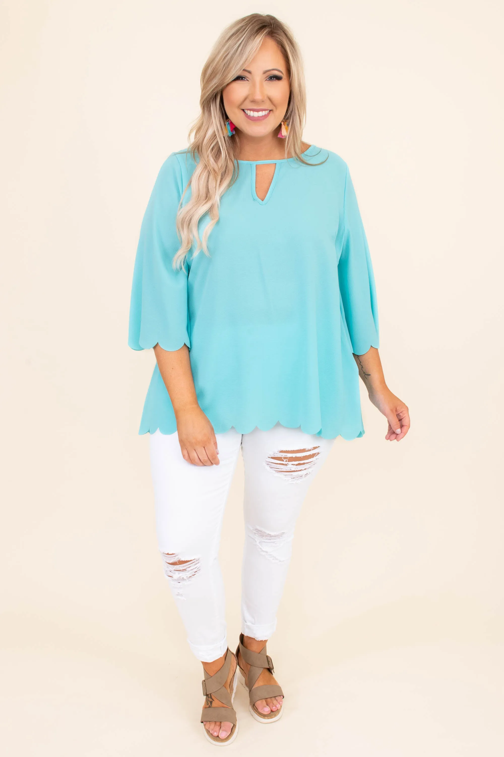 Wondrous Water Blouse, Aqua Sky