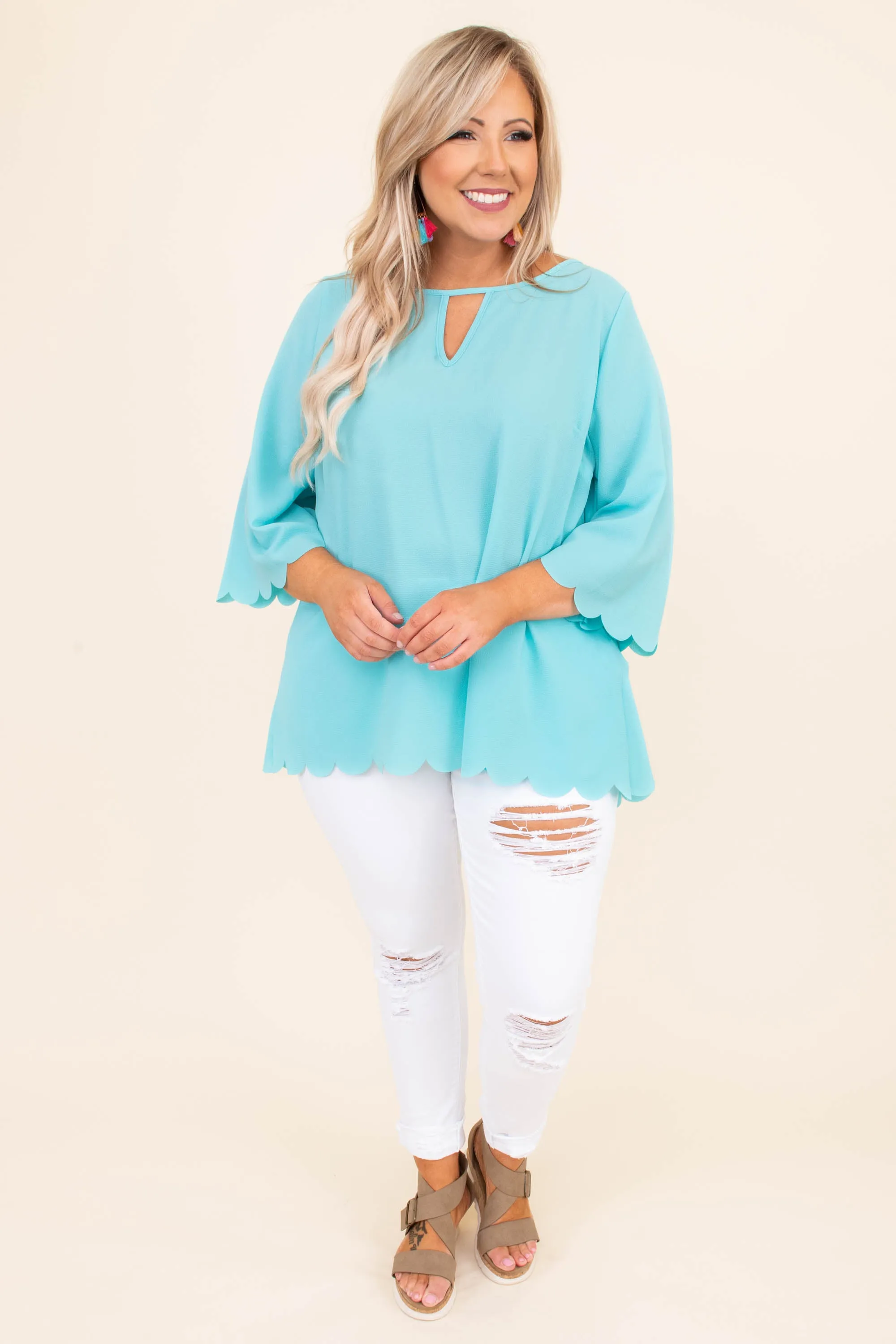 Wondrous Water Blouse, Aqua Sky