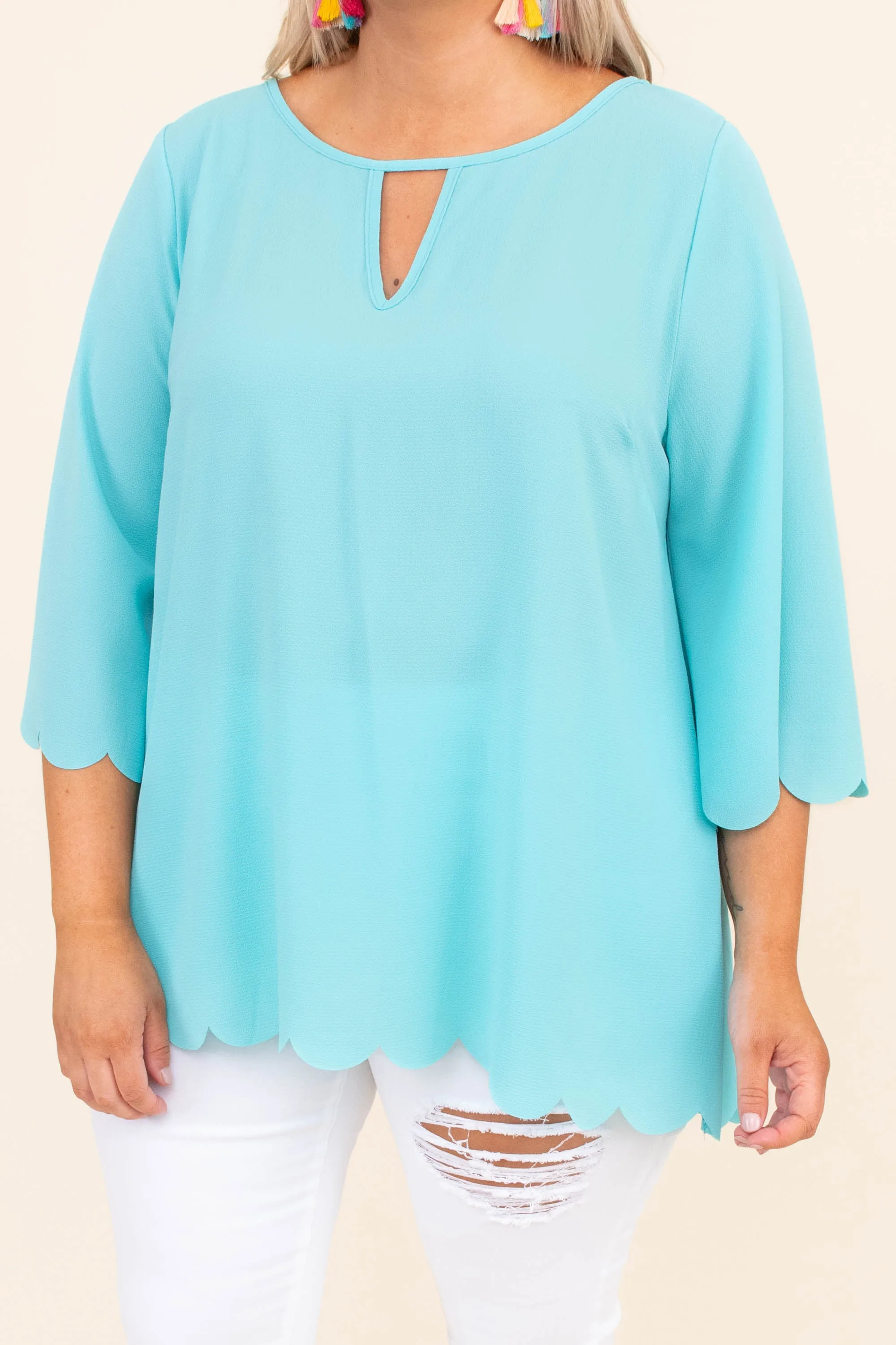 Wondrous Water Blouse, Aqua Sky