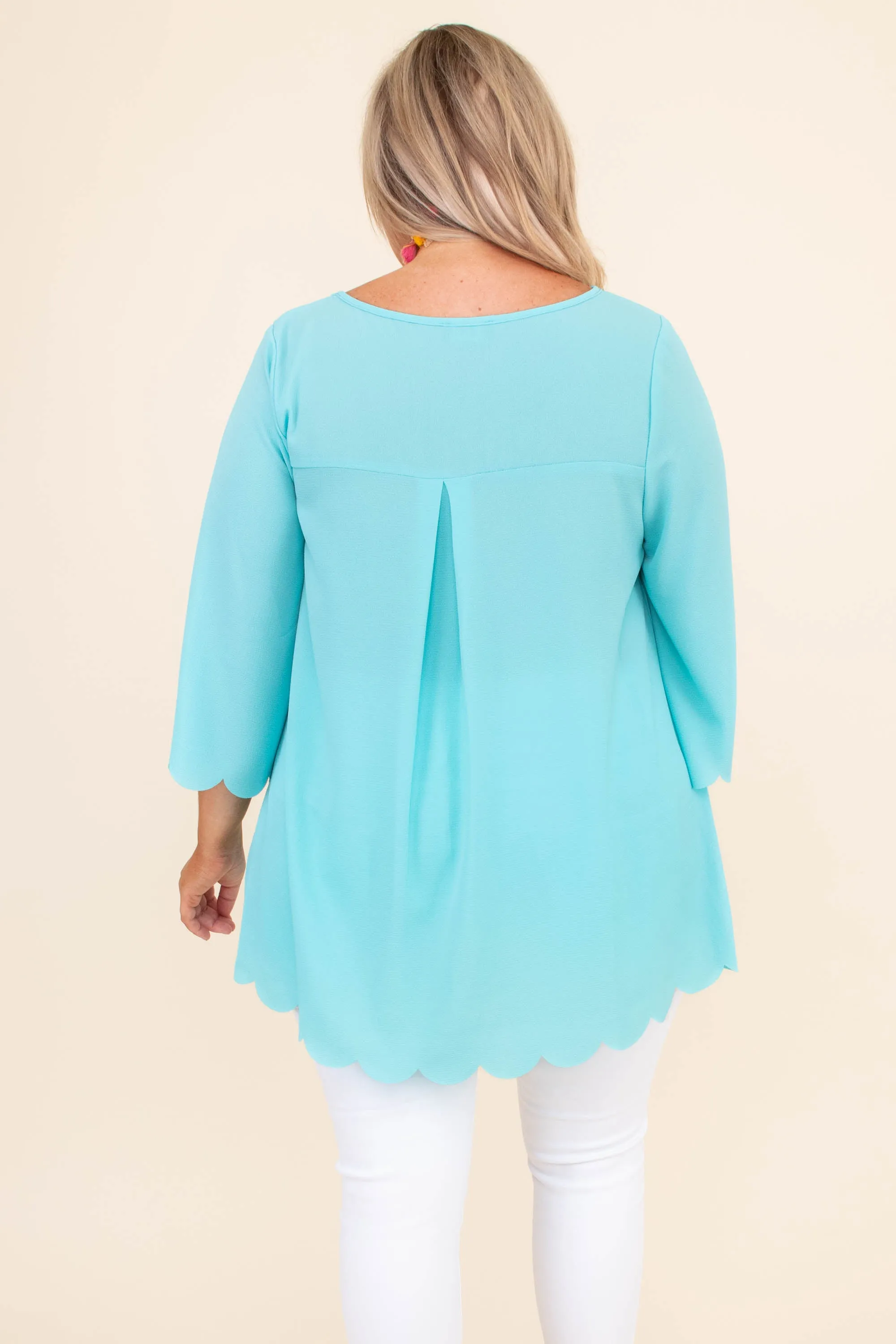 Wondrous Water Blouse, Aqua Sky