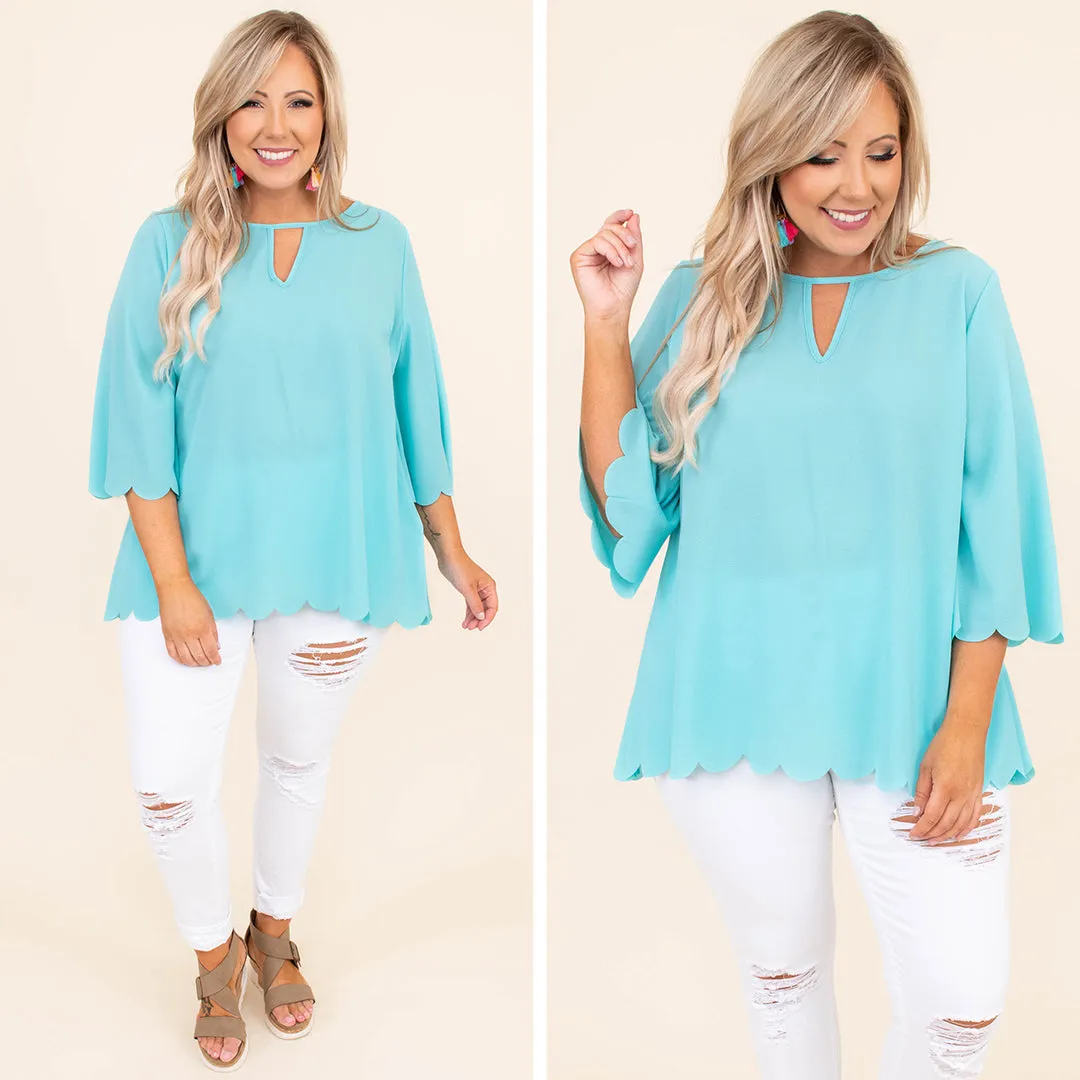 Wondrous Water Blouse, Aqua Sky