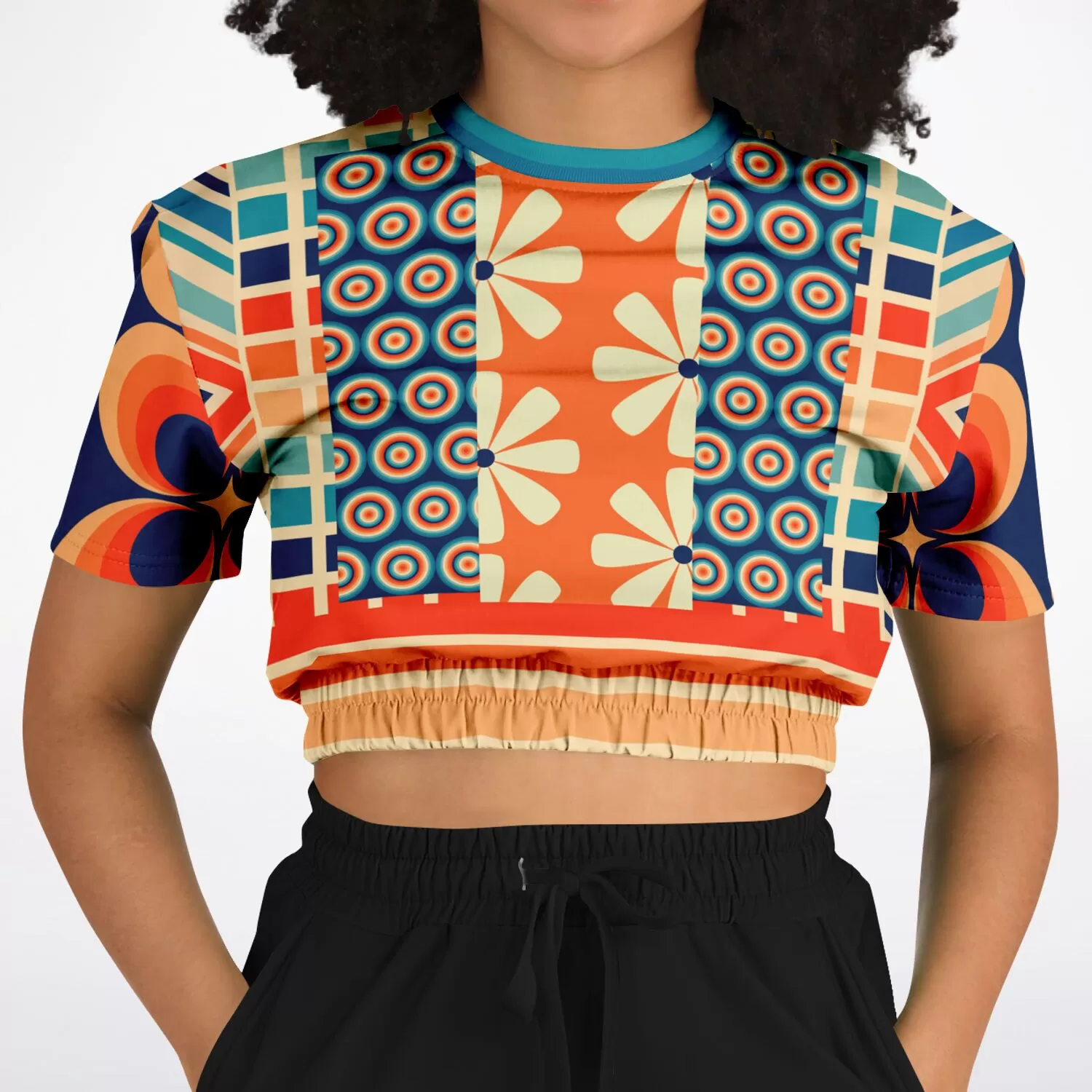 Ziggy Out Retro Short Sleeve Cropped Eco-Poly Sweater