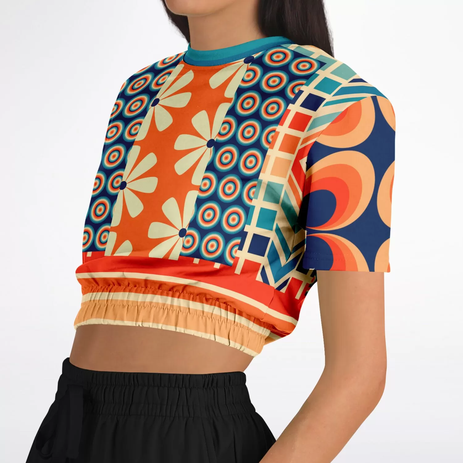 Ziggy Out Retro Short Sleeve Cropped Eco-Poly Sweater